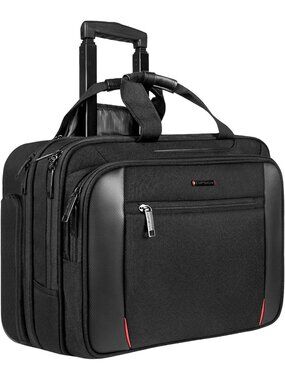 Stylish 17.3" Rolling Laptop Bag for Travel & Work - Unisex, Black, Durable